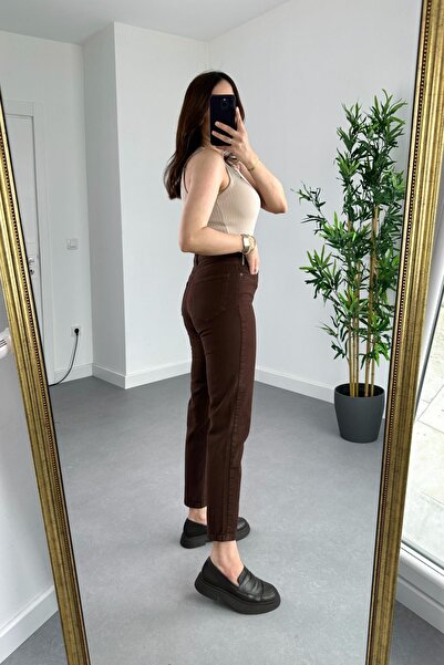 MAKRAS EXCLUSIVE A188288 Τζιν ψηλόμεσο τζιν παντελόνι με στενό πόδι