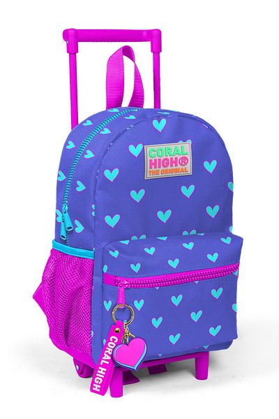Coral High Rucsac Little Nest Squeegee, cu model de inimă, roz lavandă, două compartimente 24007