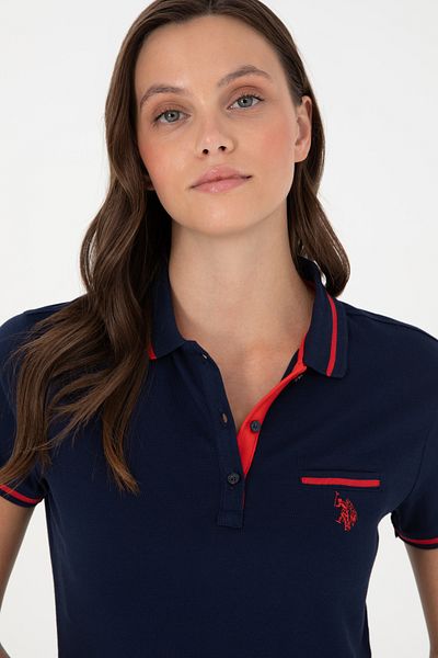 U.S. Polo Assn. Women's Navy Blue Polo Neck T-Shirt 50280039 -Vr033