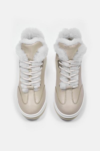 NILUFARR Γυναικείες μπότες Cobie Beige από γνήσιο δέρμα Shearling