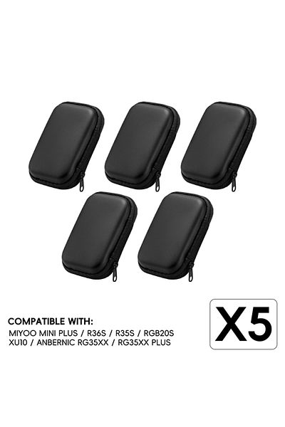 Choice 5pcs Black Data Frog 5pcs Protable Bag For Anbernic Rg35xx Plus Fund Cover Case For R36s R35s Access