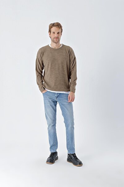 CHUBA Ανδρικό αθλητικό πλεκτό πουλόβερ - Crew Neck, Standard Fit, Καφέ, 24w215