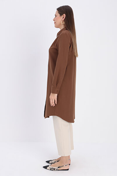 ALLDAY Brown Hidden Patchwork Cotton Shirt Tunic