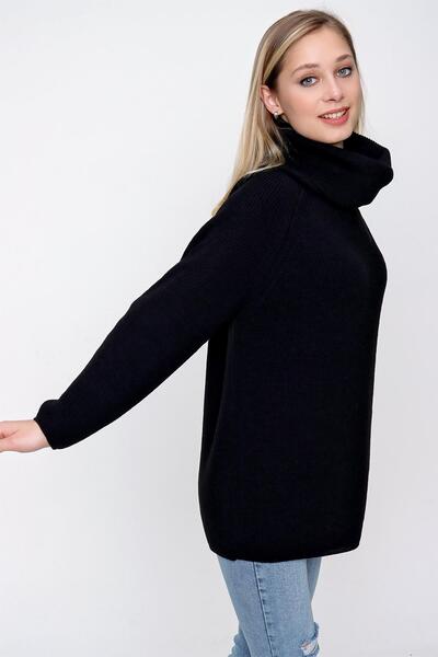 CHUBA Pulover de damă cu guler Degaje lung Thessaloniki tricotaj negru 22wk258