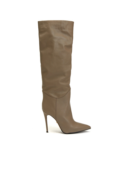 Network Gri Kadın Deri Çizme