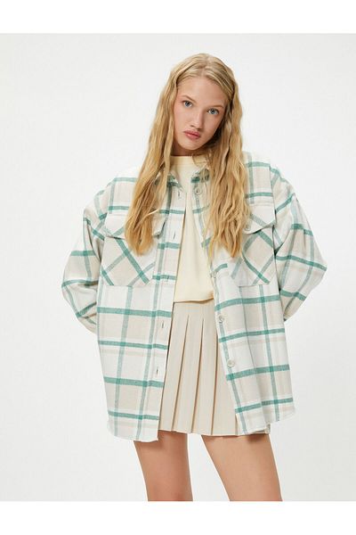 Koton Lumberjack Shirt Long Sleeve Soft Textured Flap Pocket Detailed