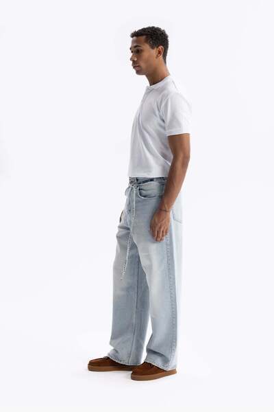 GIESTO Light Blue Baggy Jeans - Belted