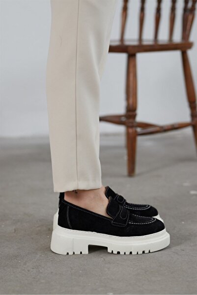 NILUFARR Матильда Чорні замшеві лофери з натуральної шкіри для жінок