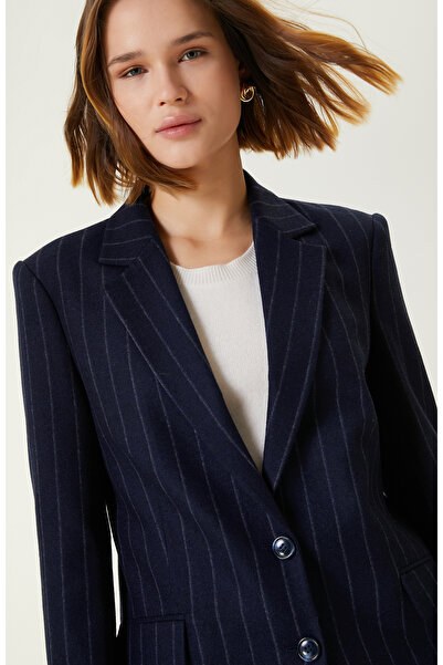 Network Lacivert Yün Karışımlı Blazer Ceket