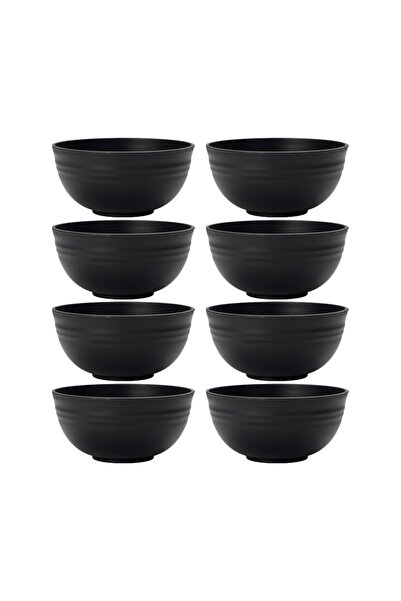 Choice 8pcs-Black 4/6/8pcs Black serving bowl Reusable plastic cutlery for dessert snacks Portable portable