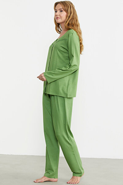 Sementa Green Comfortable Pajama Set - Button Closure
