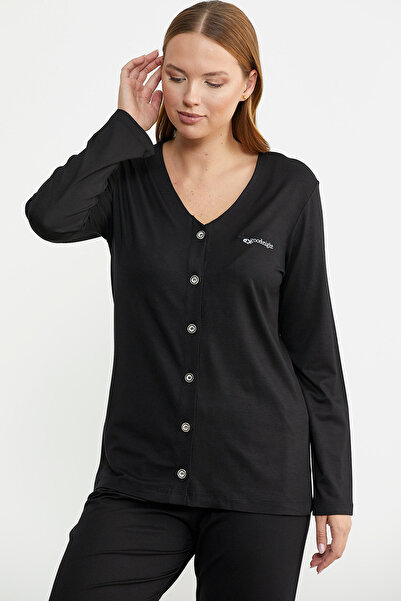 Sementa Front Buttoned Comfortable Fit Pajama Set - Black