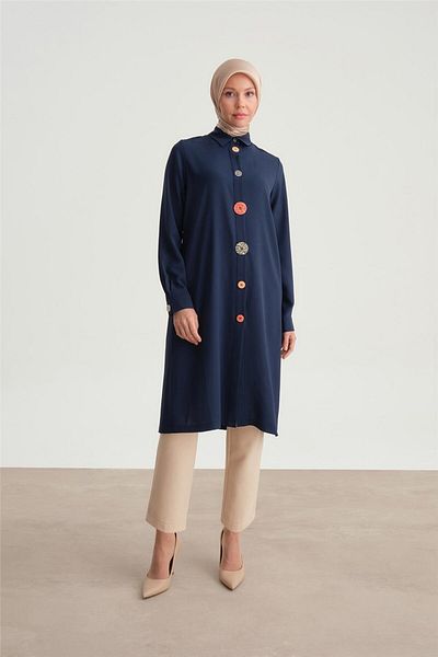 Armine Navy Blue Tunic - Ort4208 Model