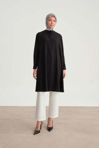 Armine Black Tunic Ort4202 - Relaxed Fit