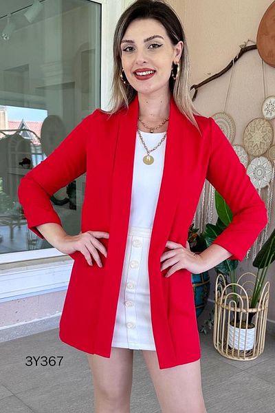İnce Topuk Long Double Fabric Jacket - 3y367