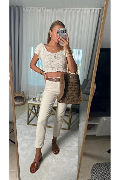 MAKRAS EXCLUSIVE A113881 Τζιν ψηλόμεσο τζιν παντελόνι με στενό πόδι