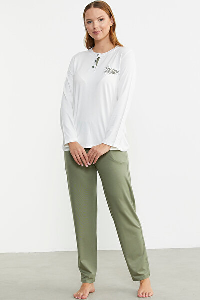 Sementa Green Patterned Placket Buttoned Pajama Set