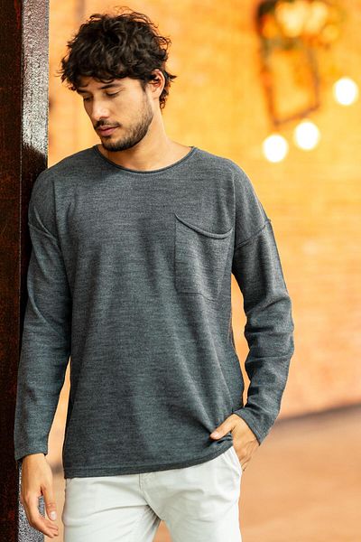 CHUBA Ανδρικό Anthracite Hero Crew Neck Filthy Stittching Pocket Μακρυμάνικο Λεπτό Πλεκτό Πουλόβερ 22w202