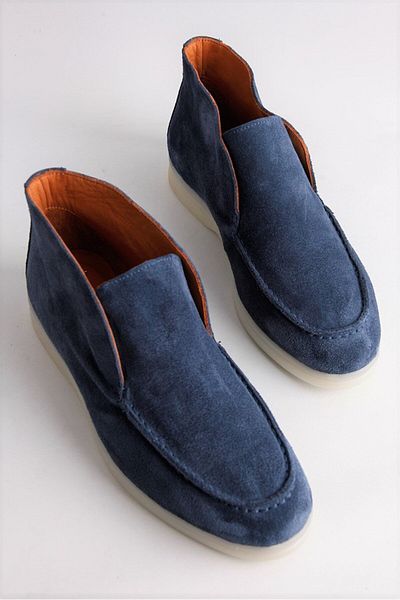 NILUFARR Pantofi casual de damă Megi Denim Blue din piele intoarsa autentica