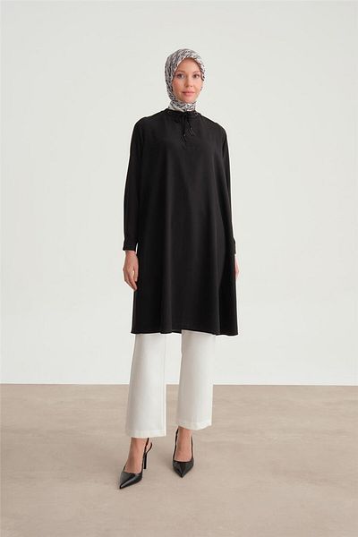 Armine Black Tunic Ort4202 - Relaxed Fit