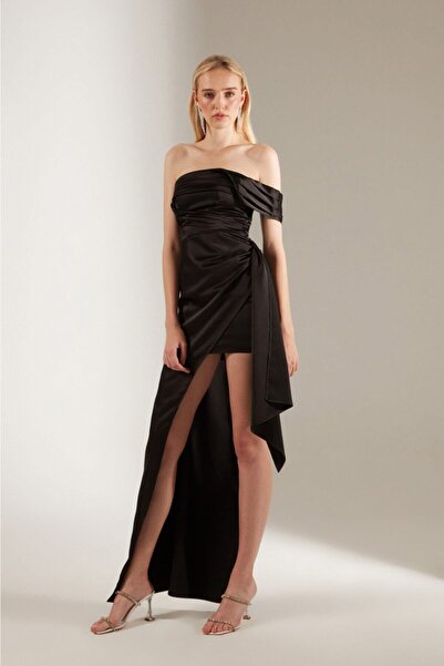 BETTY & SAM Kadın Siyah Saten Elbise