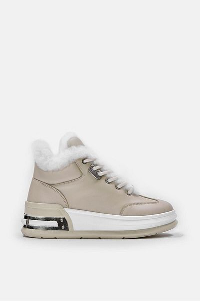 NILUFARR Γυναικείες μπότες Cobie Beige από γνήσιο δέρμα Shearling