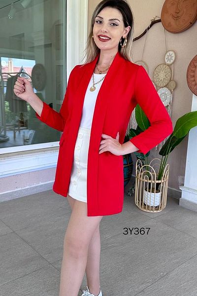 İnce Topuk Long Double Fabric Jacket - 3y367
