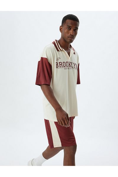 Koton Tricou sport oversize cu slogan imprimat - decolteu în V, mânecă scurtă