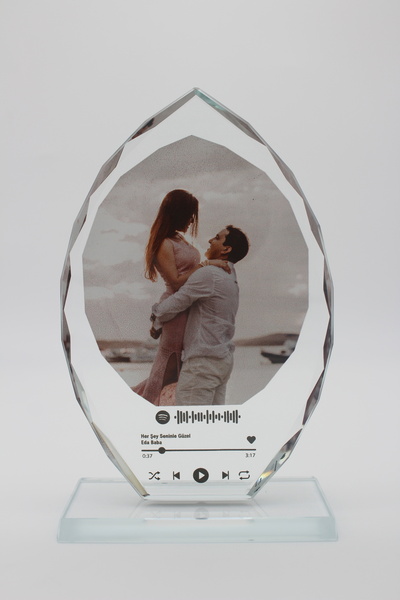 ulus kristal Kişiye Özel İsimli ve Fotoğraflı Spotify Cam Plaket Aileye, Sevg...