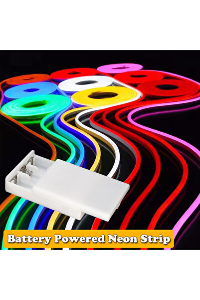 Choice شريط إضاءة نيون LED أزرق بطول متر واحد يعمل بالبطارية، 9 ألوان، مع علب...