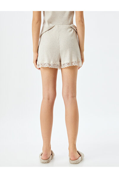 Koton Şort Pijama Altı Dokulu Dantel Detaylı