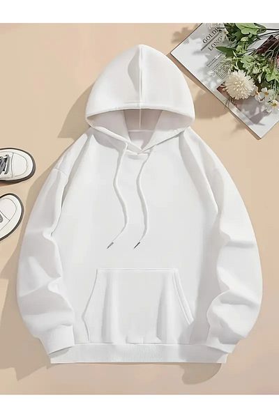 AEMİ Women's Angel Wing Back Printed Hooded Oversize Hoodie Sweatshirt