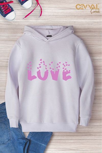 Cevval ΠΑΙΔΙΚΟ ΦΟΥΤΕΡΦΟΥΤΕΡ ΜΕ ΚΑΠΟΥΤΟ LOVE PRINTED OVERSIZE
