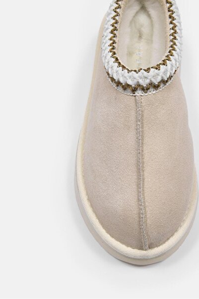 NILUFARR Toffie Bej Hakiki Deri İçi Gerçek Kürklü Kadın Bot