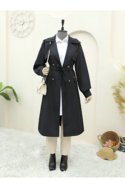 Modamorfo Torba Cepli Bolero Detaylı Trençkot -Siyah