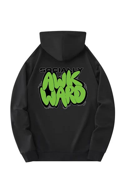 AEMİ Unisex Awk Ward Back Printed Hooded Oversize Hoodie Sweatshirt