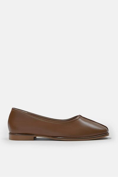 NILUFARR Tayga Tan Genuine Leather Women's Ballerinas