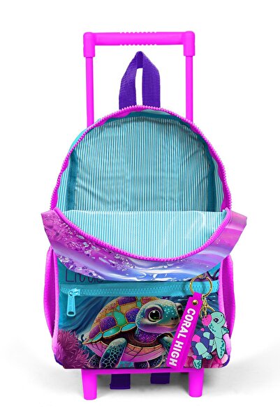 Coral High Rucsac cu racletă cu cuib mic cu model țestoasă roz violet - două compartimente 24056