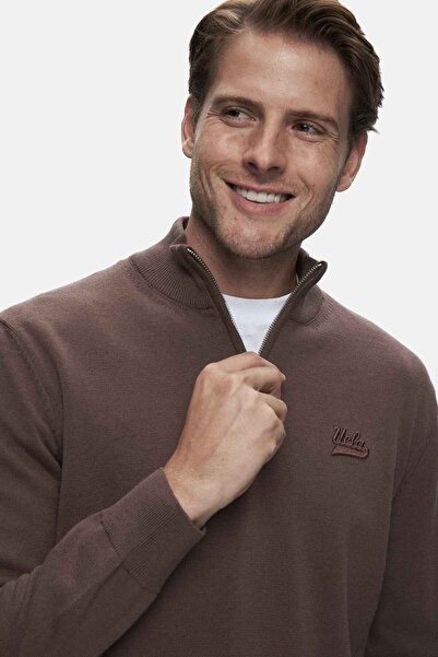 UCLA Ανδρικά πλεκτά πλεκτά με κέντημα με μισό φερμουάρ Fred Brown
