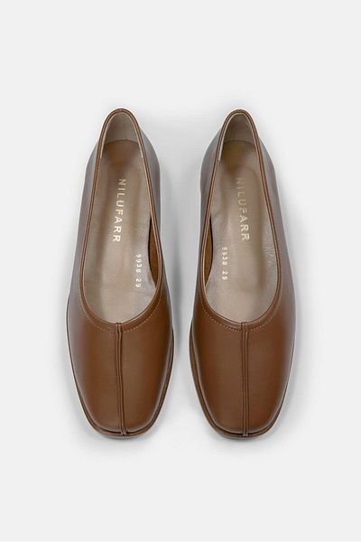 NILUFARR Tayga Tan Genuine Leather Women's Ballerinas