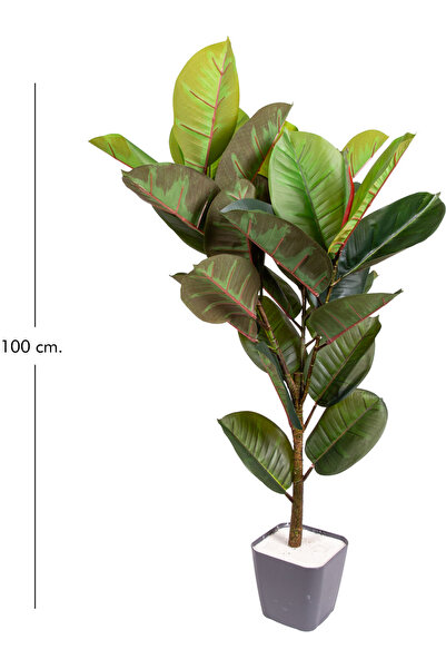Herdekora Yapay Kauçuk Ağacı Gerçek Dokulu 32 Yaprak Yeşil 100 Cm.
