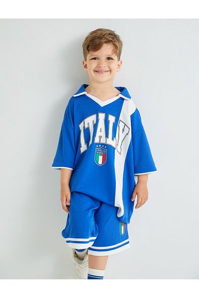Koton Oversize tričko Polo s krátkým rukávem a sportovním potiskem s barevným blokováním