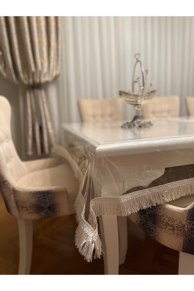 BİZDESİN Bizdesin Şeffaf Pvc Püsküllü Masa Örtüsü