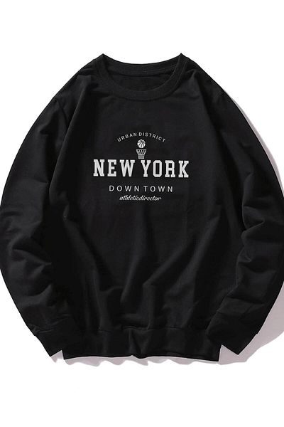Pink Sky Unisex New York Downtown Printed Oversize Sweatshirt
