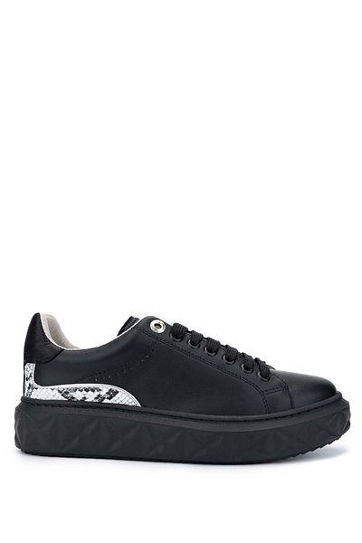 Tamer Tanca Women's Genuine Leather Black Sneakers & Sports Shoes