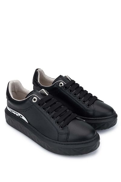 Tamer Tanca Women's Genuine Leather Black Sneakers & Sports Shoes