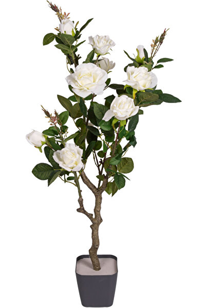 Herdekora Yapay Gül Ağacı Yeşil-Beyaz 96 Cm.