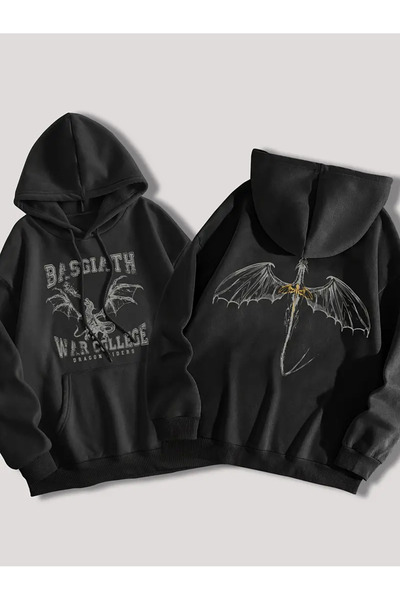 AEMİ Унисекс суитшърт с качулка и щампа на гърба Basgiath