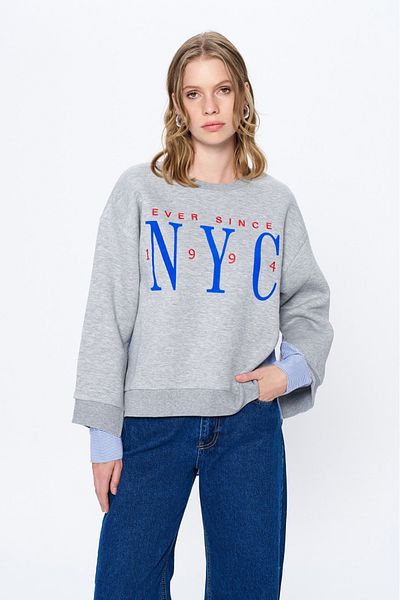 Quzu Gray Sweatshirt - Back Shirt Detail