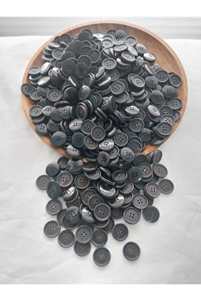 Tasarım Black Color Patterned 2.2 cm Diameter Polyester Button 20 Pieces.